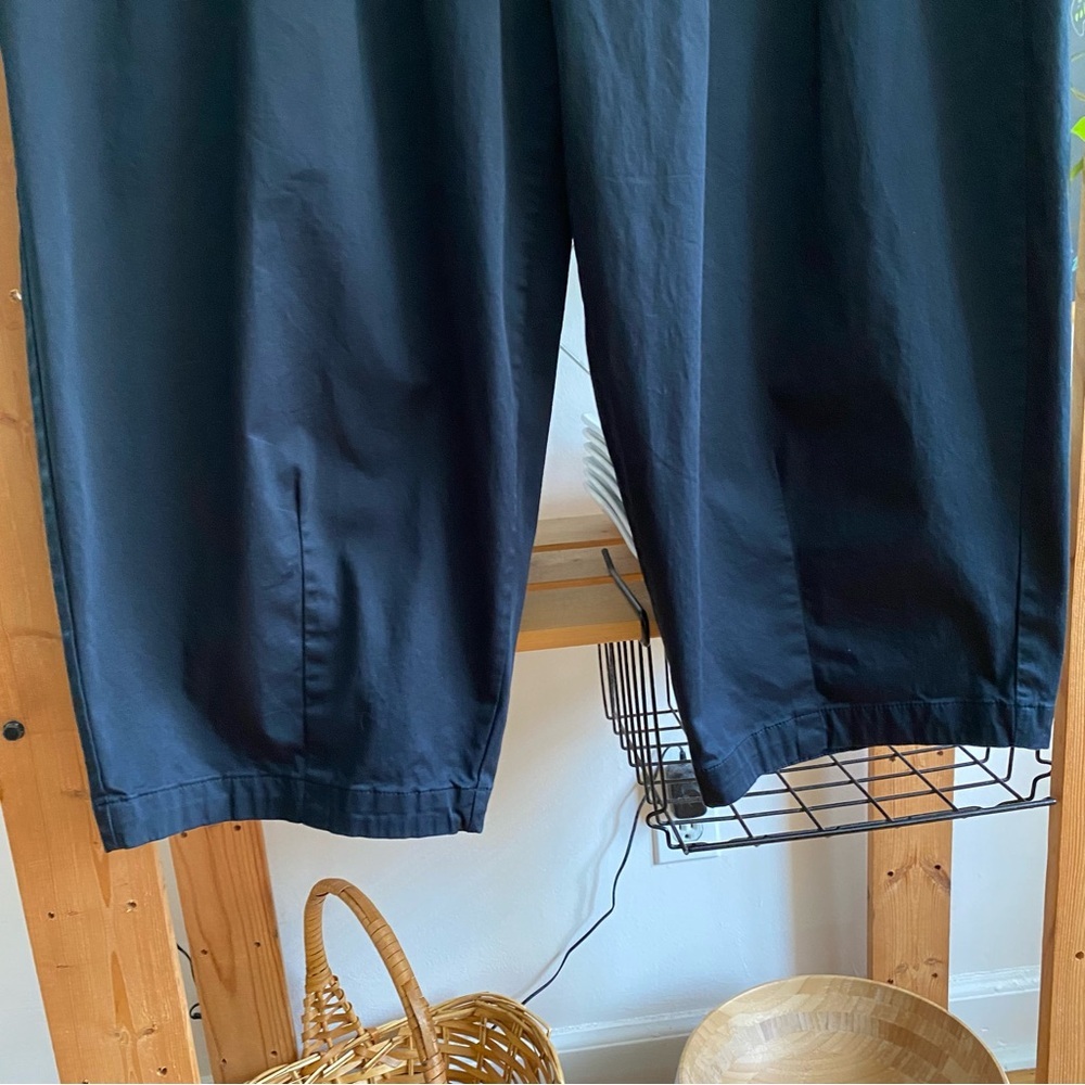 Anthropologie Maeve Black Curve Poplin Barrel Leg Pants L - Picture 9 of 16